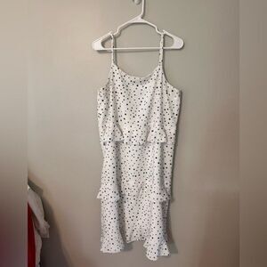 Boohoo | Polka Dot Tiered Ruffle Midi Dress